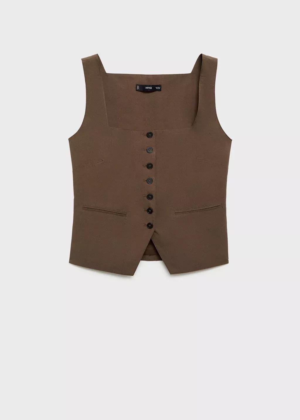 Brown Cotton Suit Waistcoat, , large image number 3