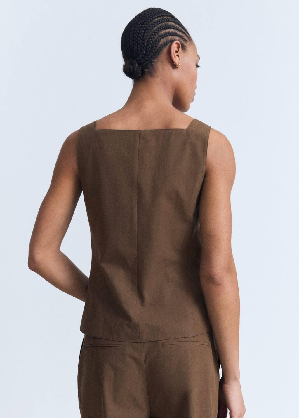 Brown Cotton Suit Waistcoat, , large image number 6