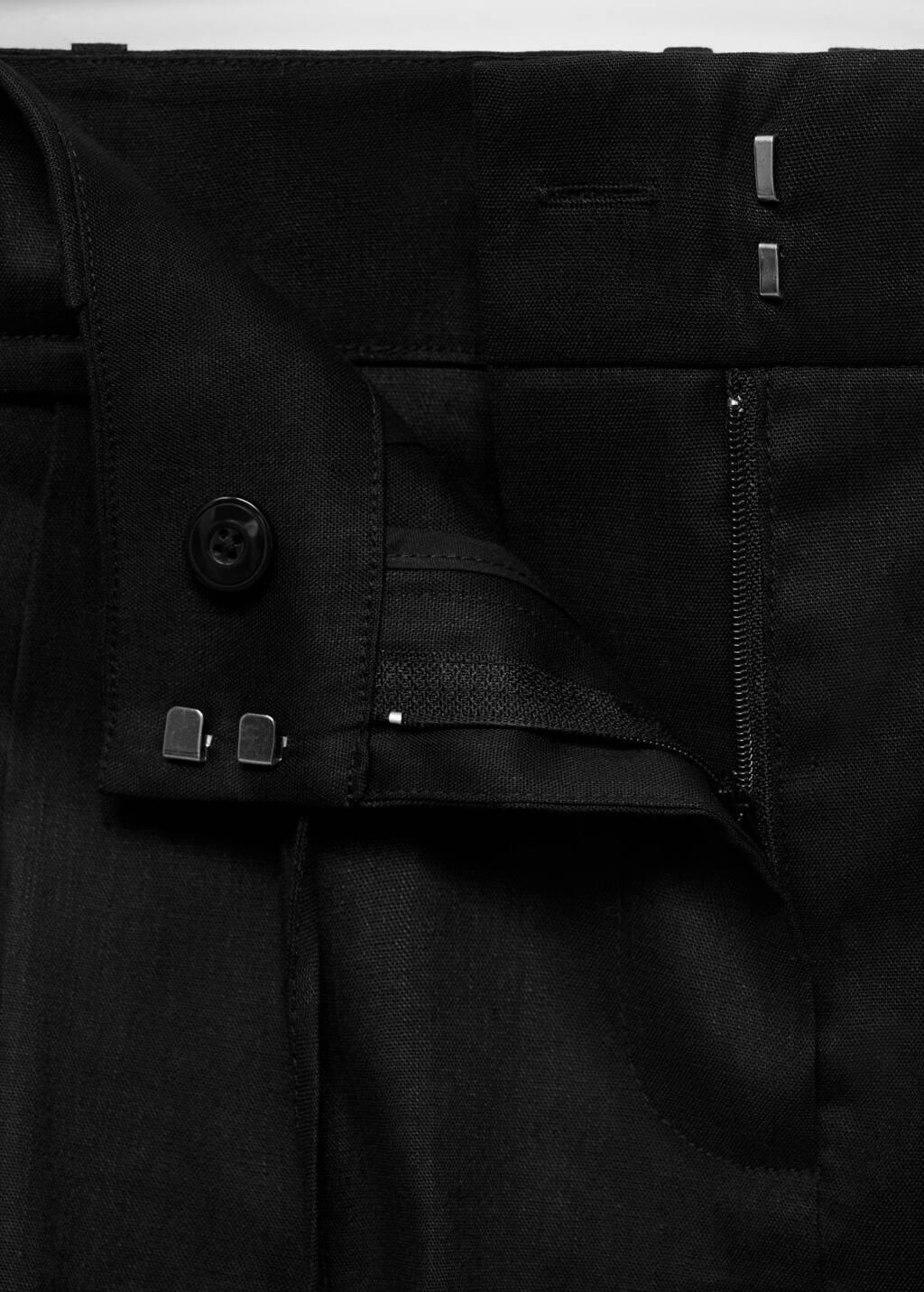 BLACK Linen shorts with bow and belt, 0201_99, large image number 2