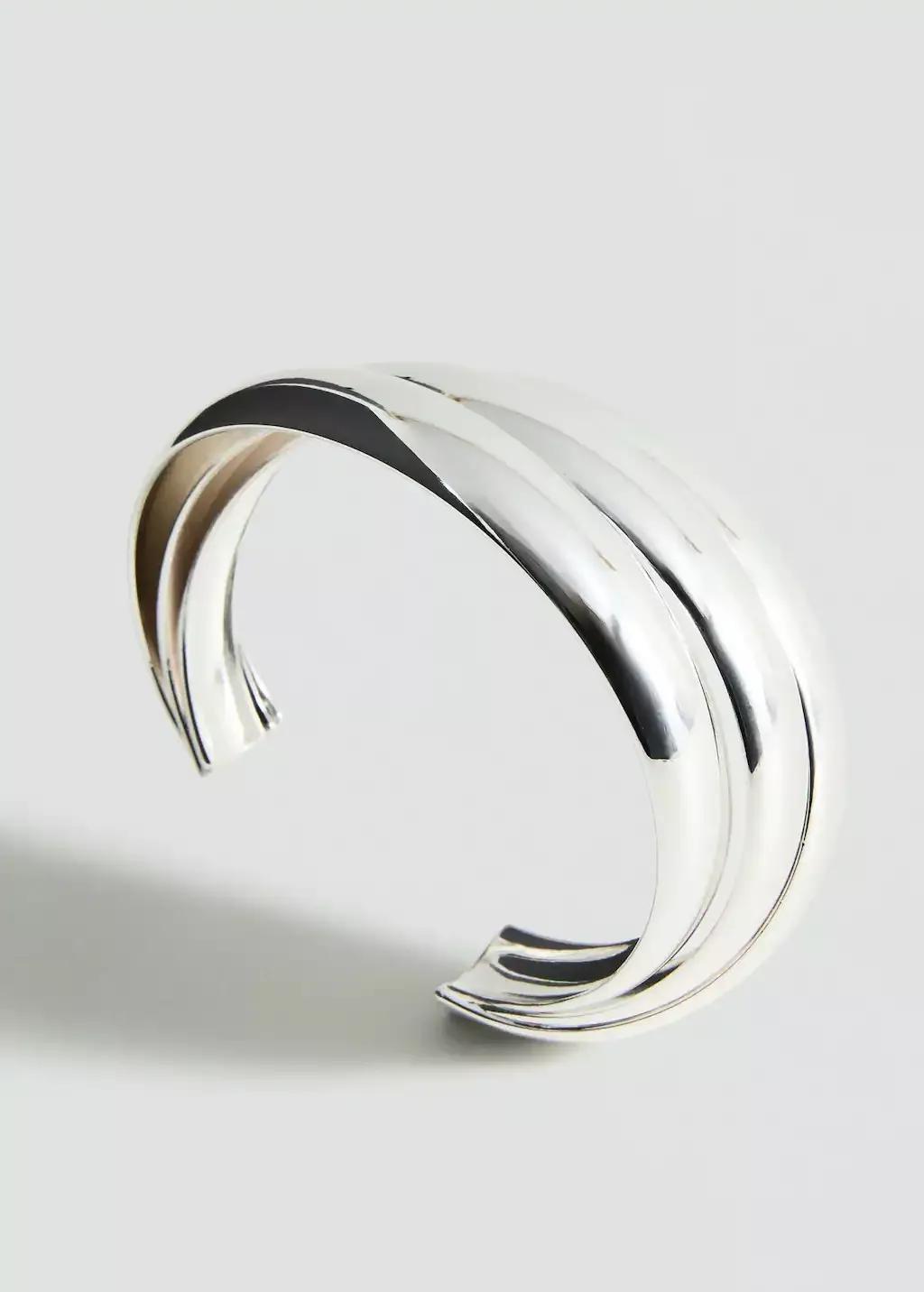 Silver Rigid Bracelet With Relief, , medium
