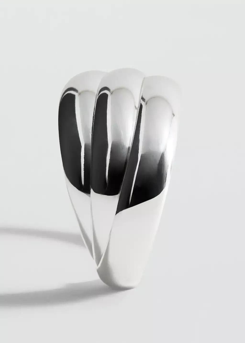 Silver Rigid Bracelet With Relief, Silver, large image number 1
