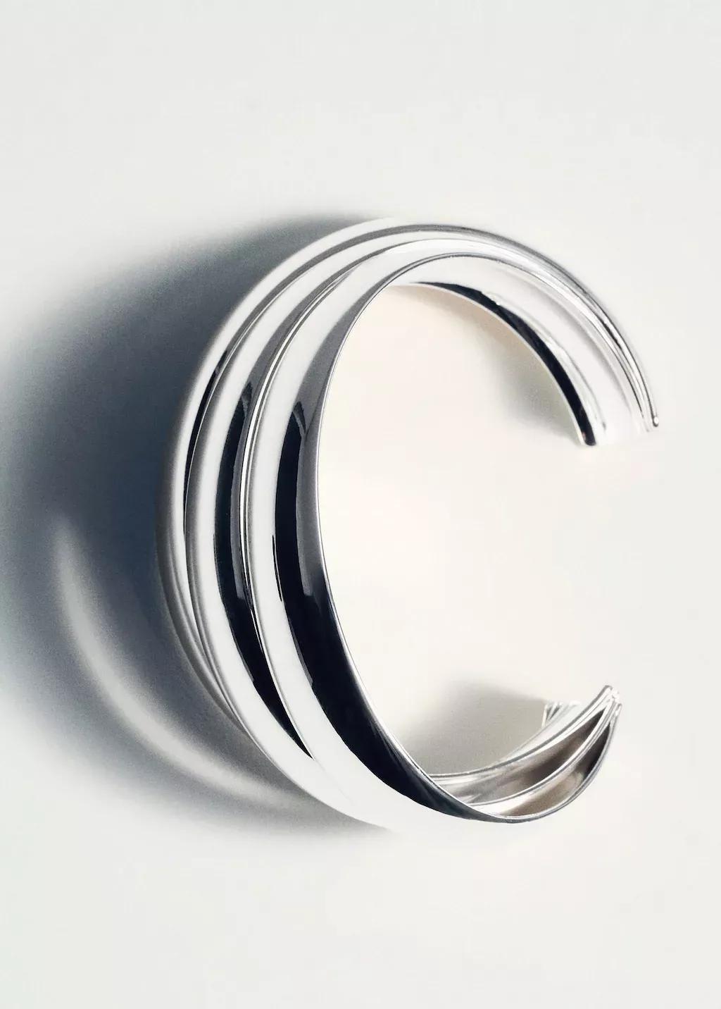 Silver Rigid Bracelet With Relief, Silver, large image number 2