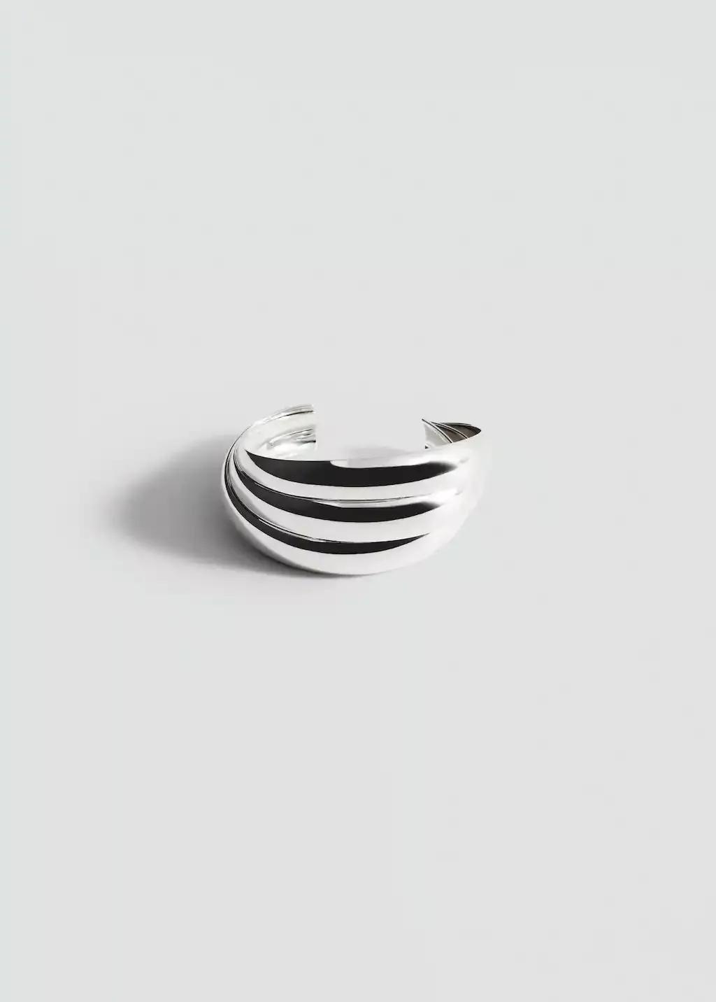 Silver Rigid Bracelet With Relief, Silver, large image number 3