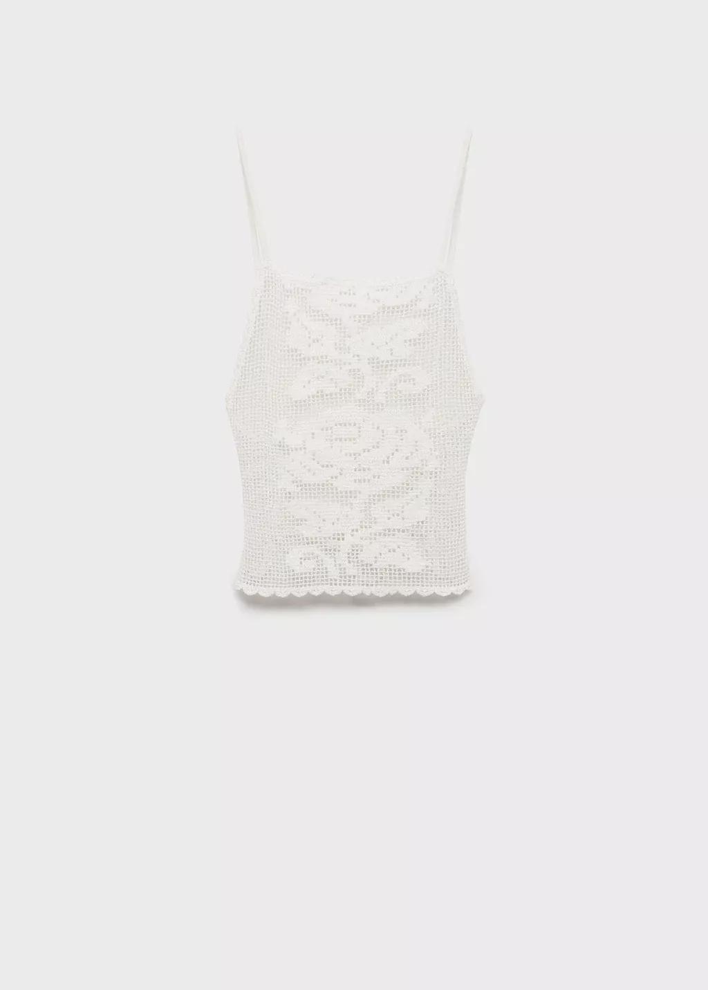 Cream Open-Back Crochet Top, , large image number 3