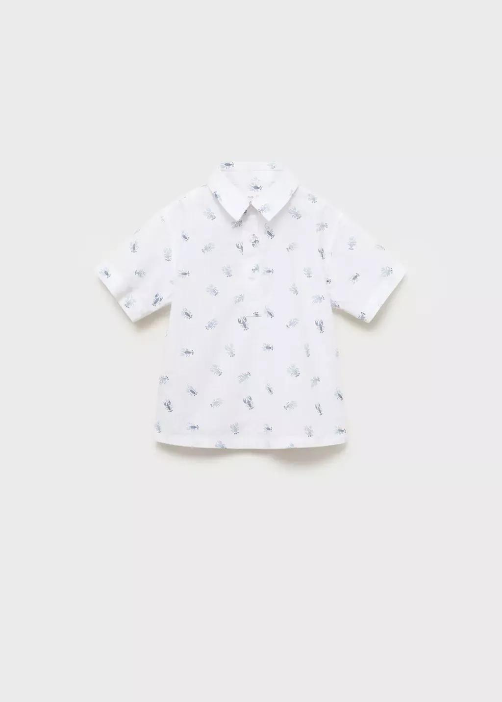 White Printed Short-Sleeved Shirt, Kids Boys, , large image number 0