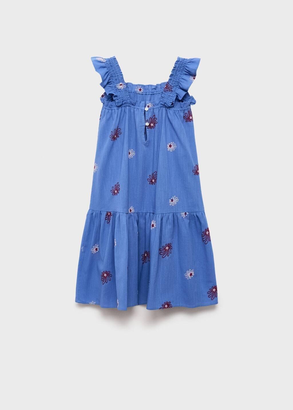 Blue Floral Embroidery Dress, Kids Girls, , large image number 1
