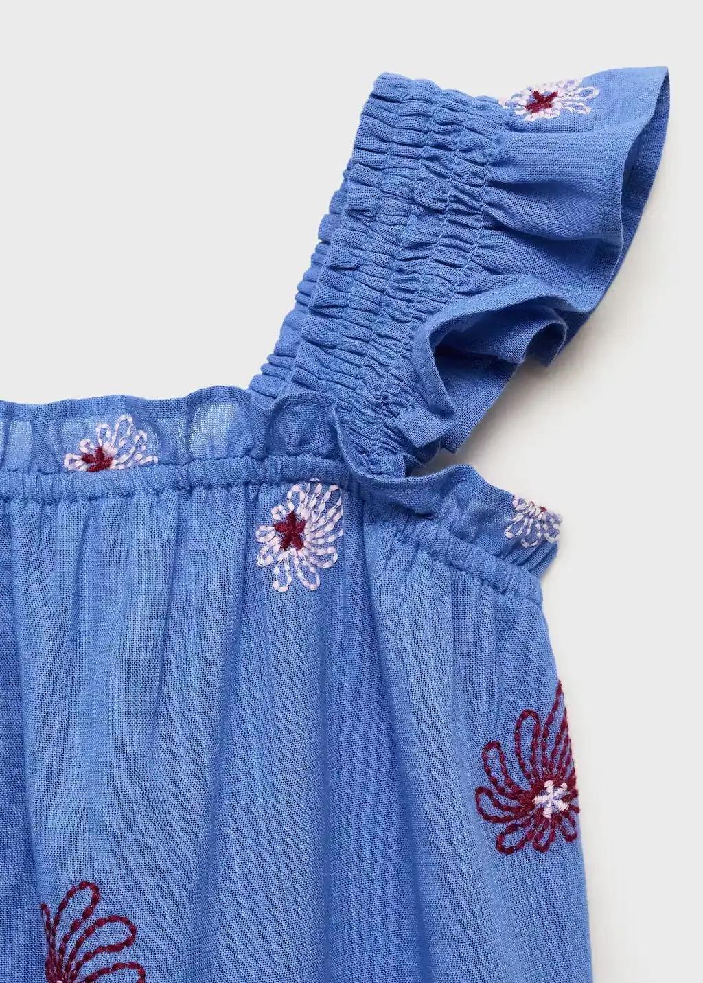 Blue Floral Embroidery Dress, Kids Girls, , large image number 2