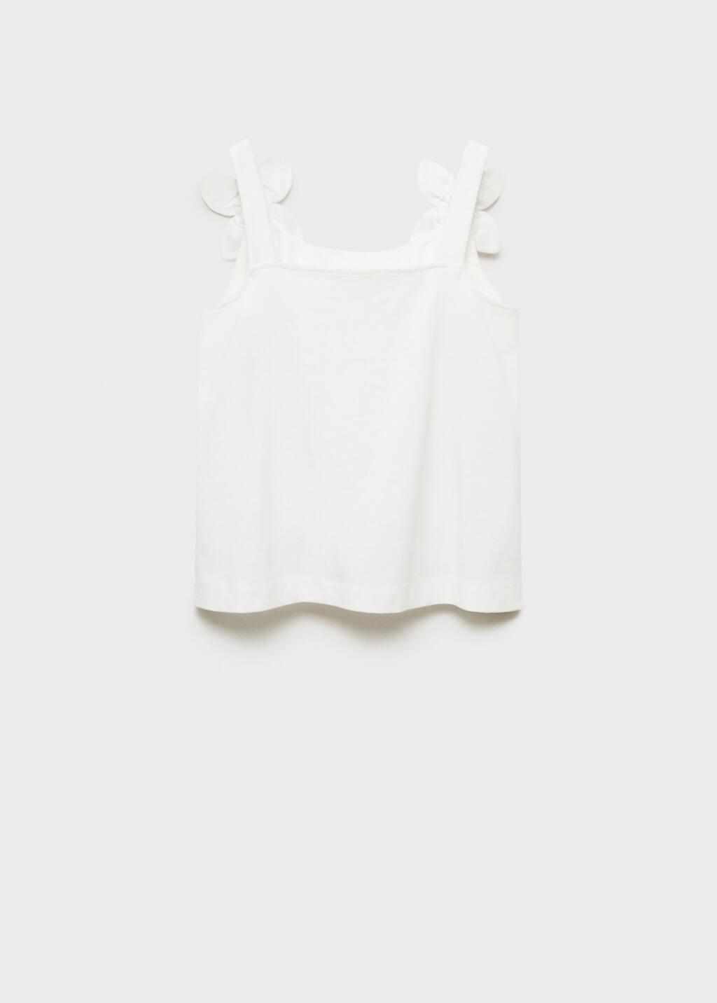NATURAL WHITE Cotton t-shirt with flower detail, Kids Girl, , large image number 1