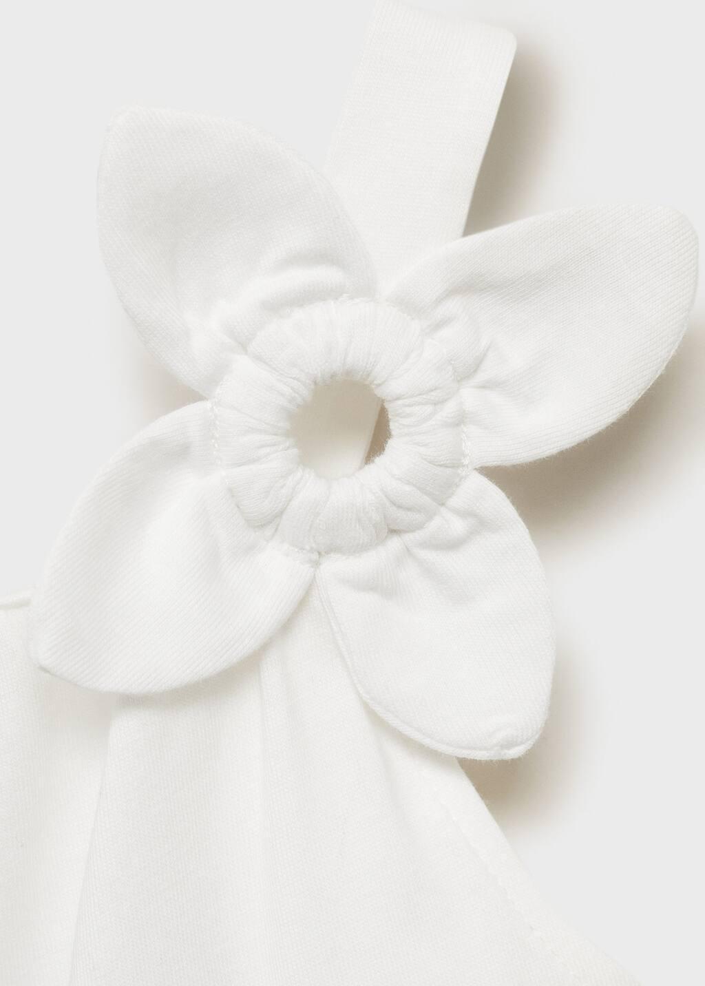NATURAL WHITE Cotton t-shirt with flower detail, Kids Girl, , large image number 3