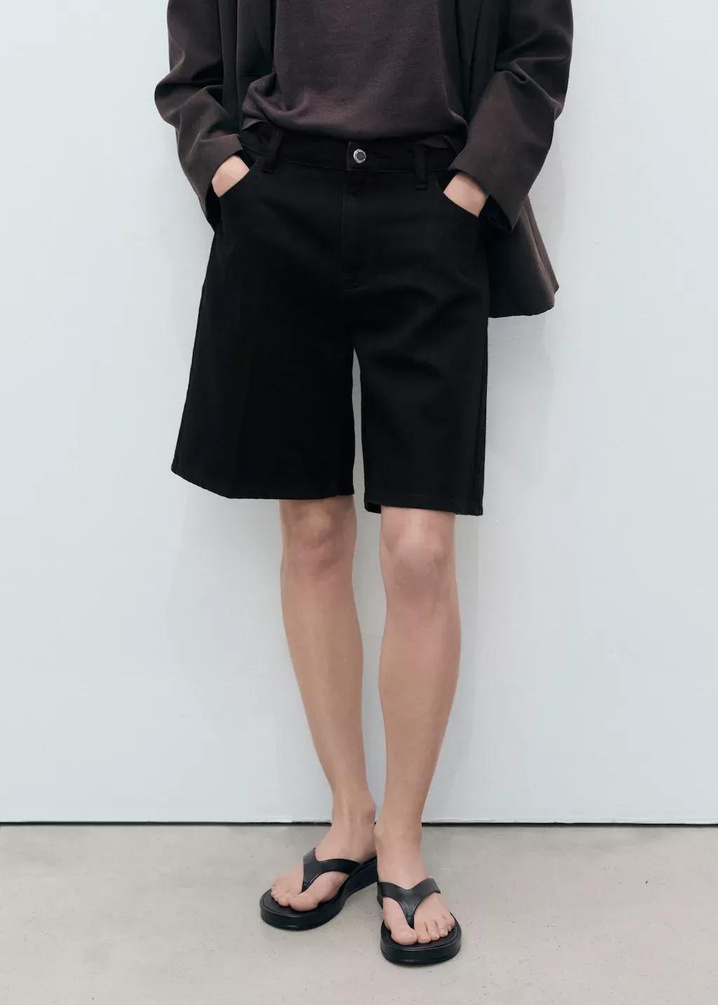 OPEN GREY High-waist straight-fit denim shorts, Open Grey, medium