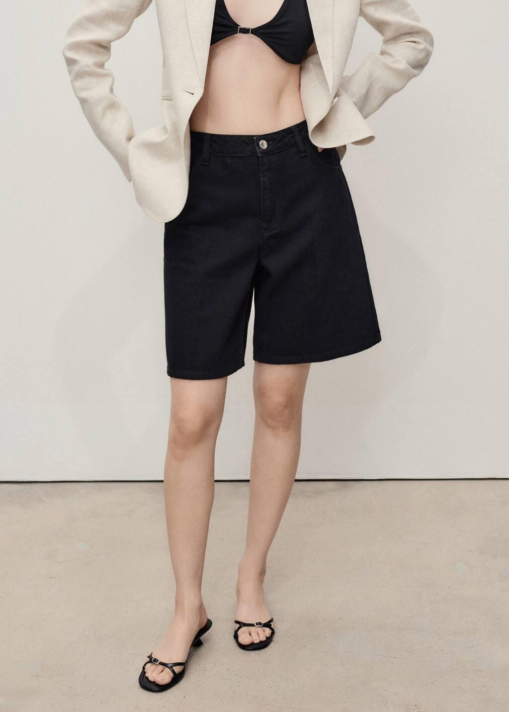 OPEN GREY High-waist straight-fit denim shorts, Open Grey, large image number 3