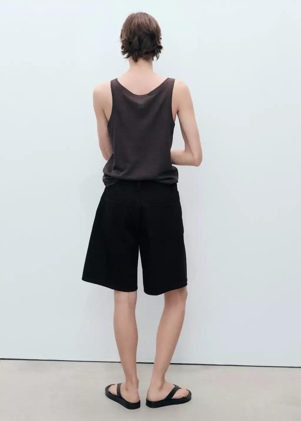 OPEN GREY High-waist straight-fit denim shorts, Open Grey, large image number 5