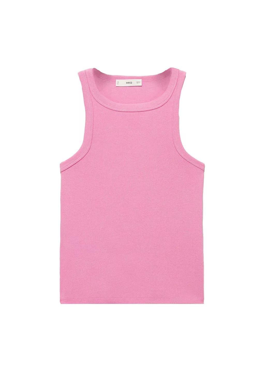 Pink Ribbed Cotton-Blend Top, Light-Pastel Pink, large image number 3