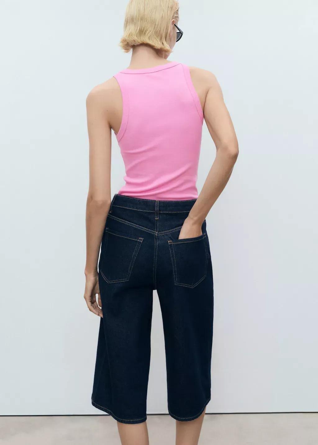 Pink Ribbed Cotton-Blend Top, Light-Pastel Pink, large image number 4