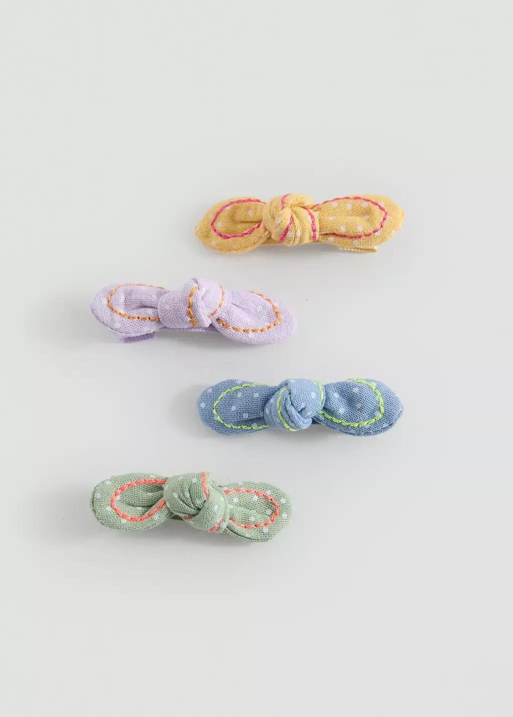 LT-PASTEL PURPLE 4 pack bow hairclips, Kids Girl, Light-Pastel Purple, large image number 1