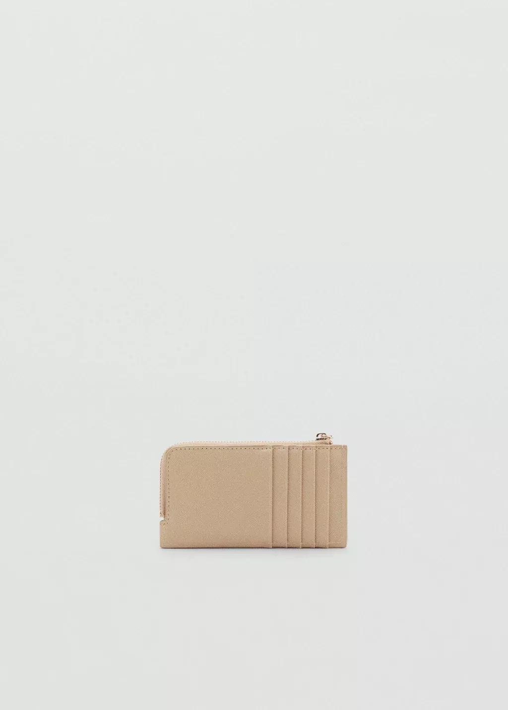Cream Saffiano-Effect Card Holder With Zip, Yellow, large image number 1
