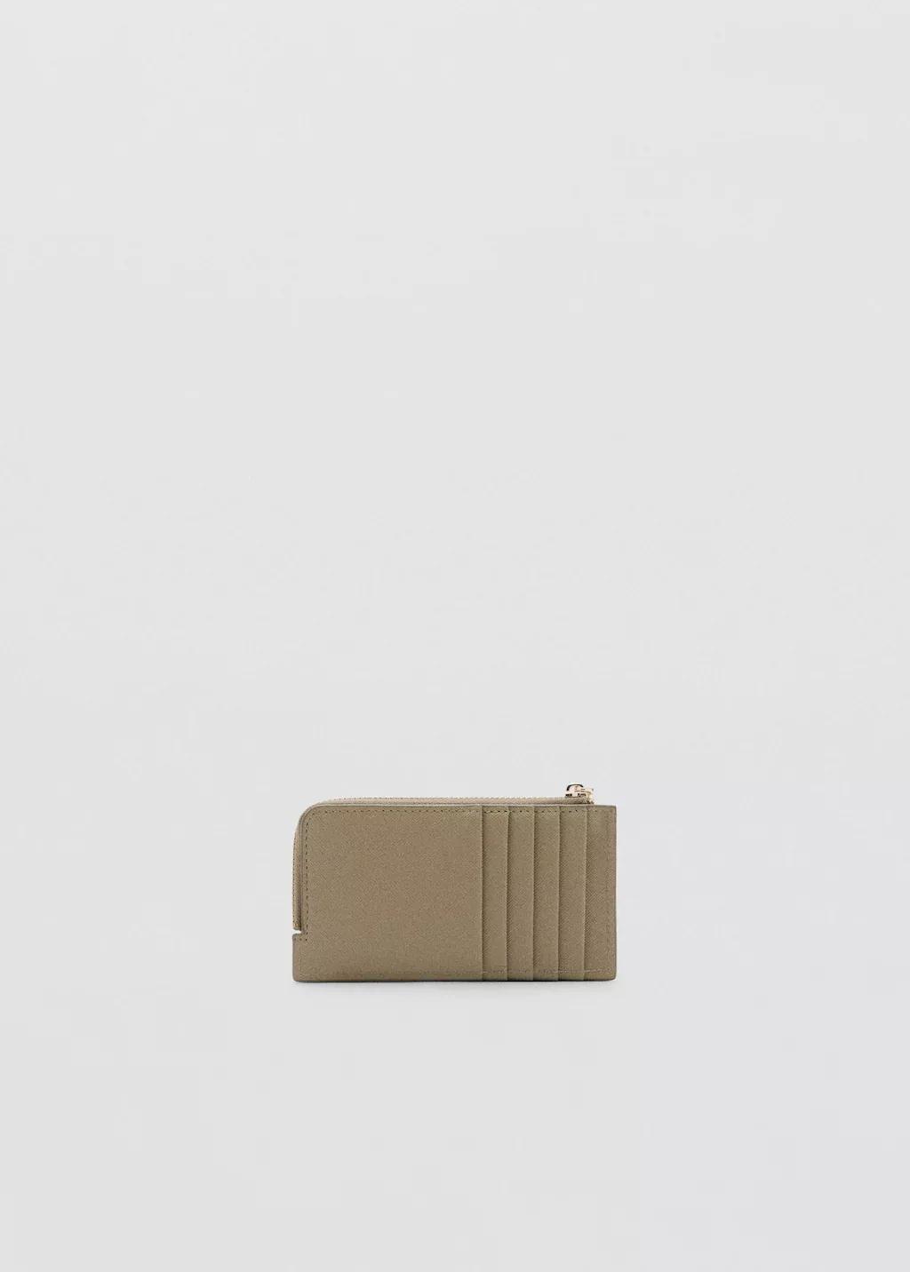 Khaki Saffiano-Effect Card Holder With Zip, Beige - Khaki, large image number 1