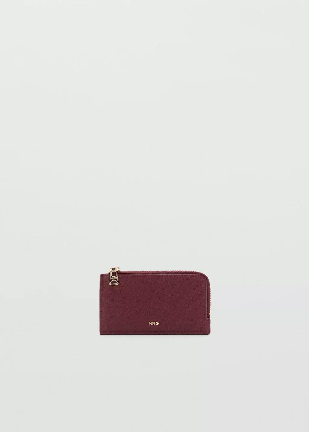DARK RED Saffiano-effect card holder with zip, Dark Red, large image number 2
