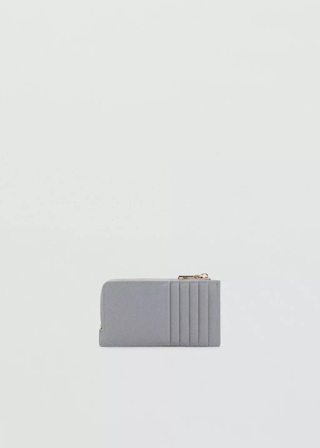 Grey Saffiano-Effect Card Holder With Zip, 0201_90, large image number 0