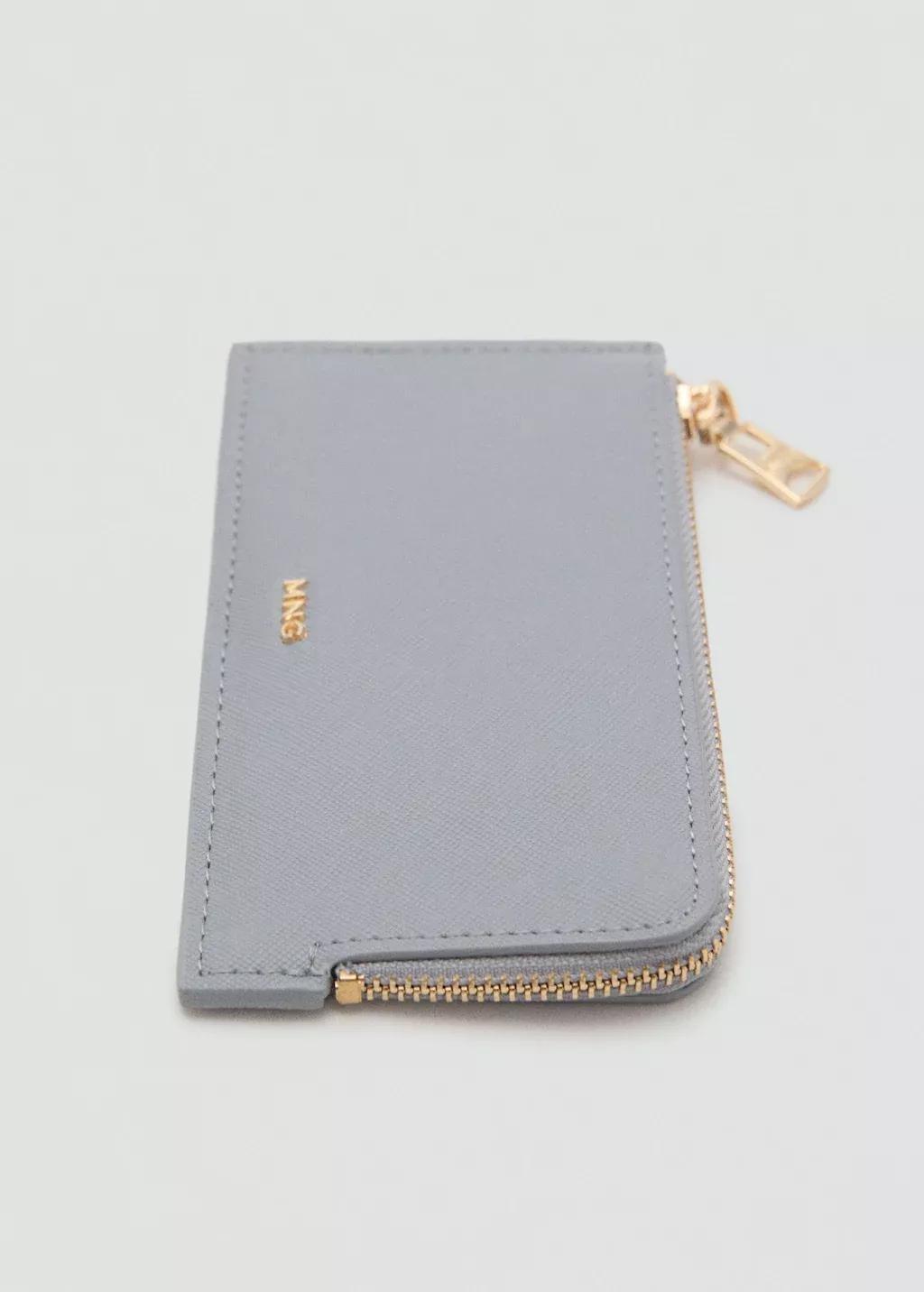 Grey Saffiano-Effect Card Holder With Zip, 0201_90, large image number 1