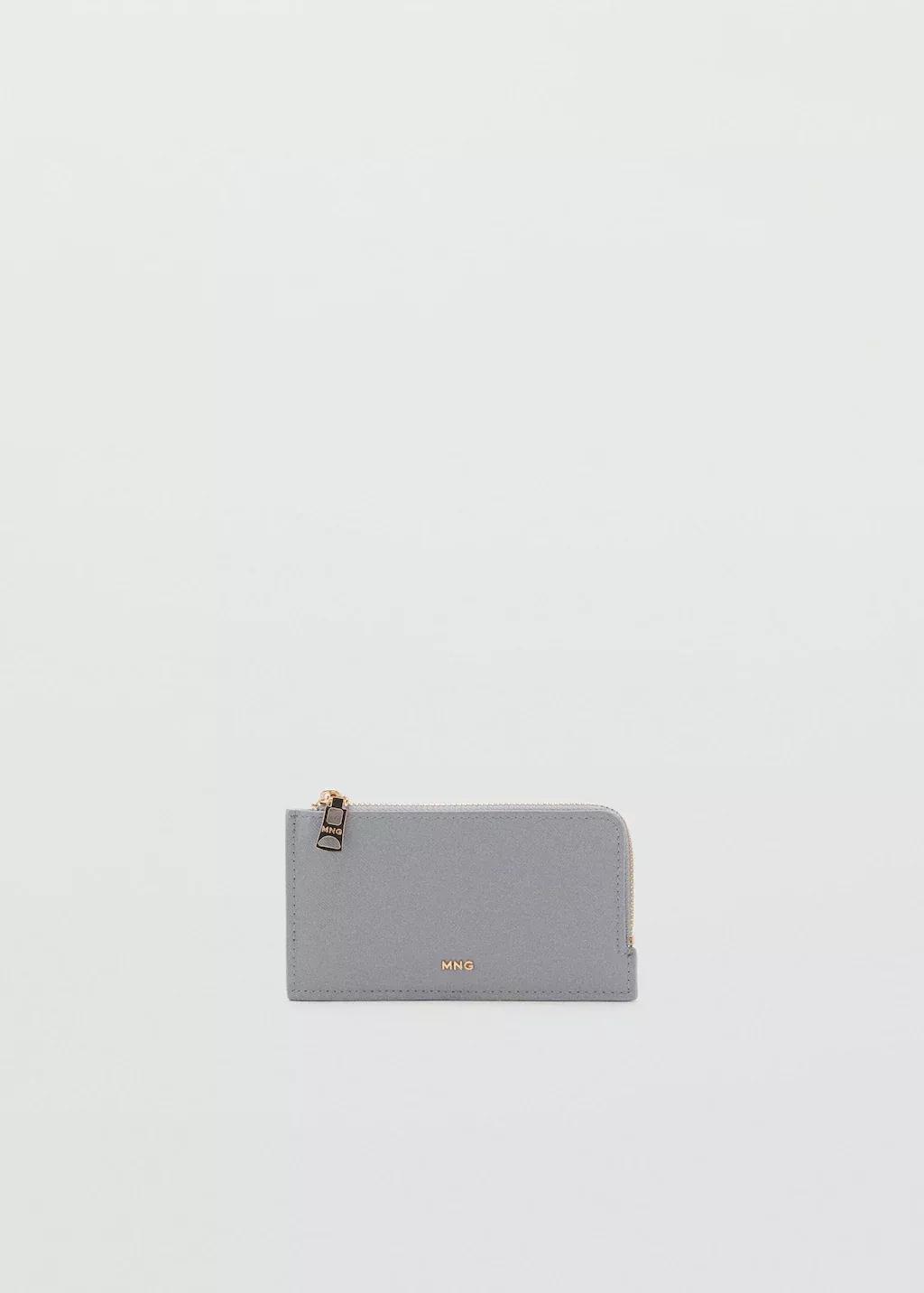 Grey Saffiano-Effect Card Holder With Zip, 0201_90, large image number 2