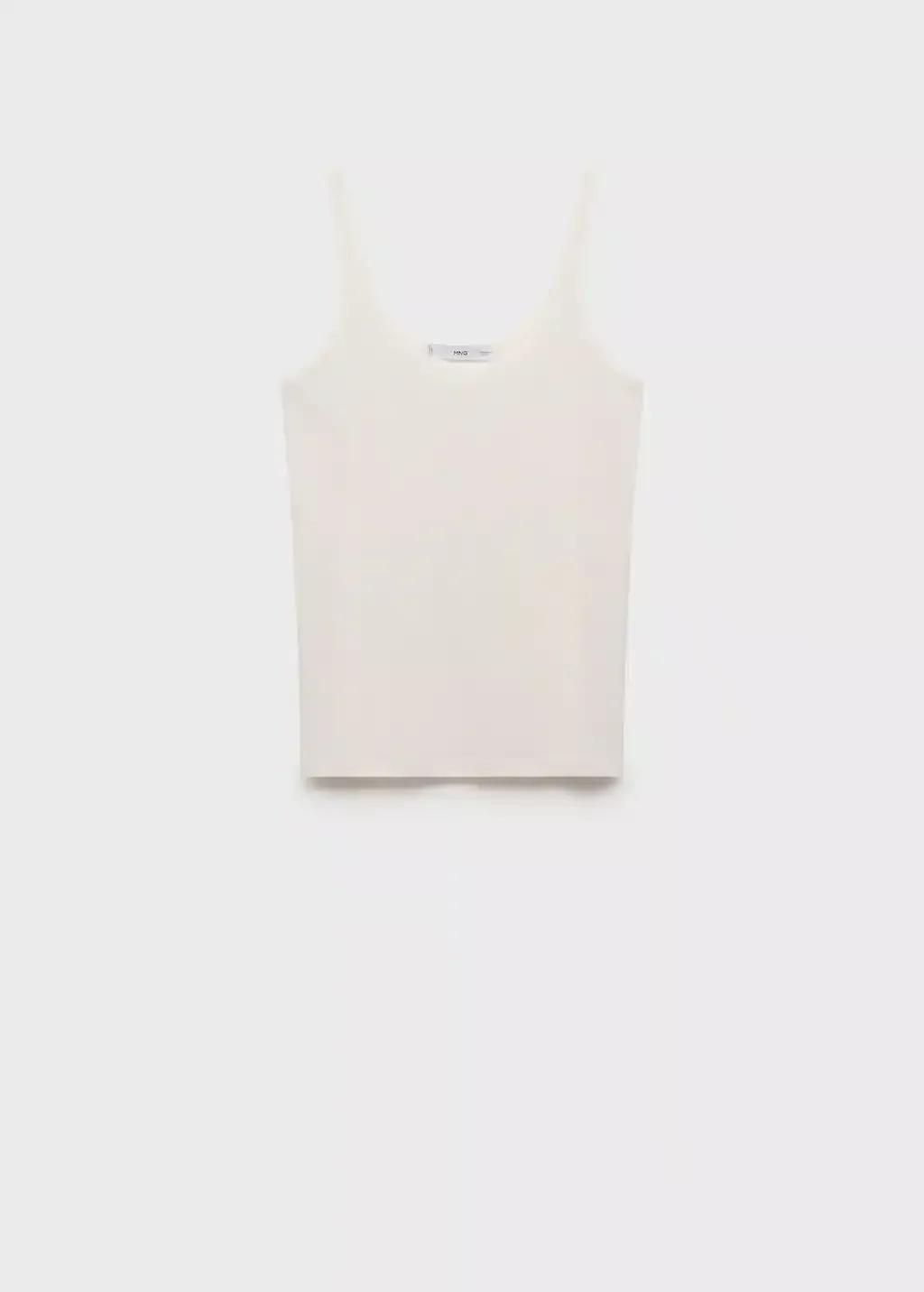 NATURAL WHITE Strappy linen top, , large image number 3