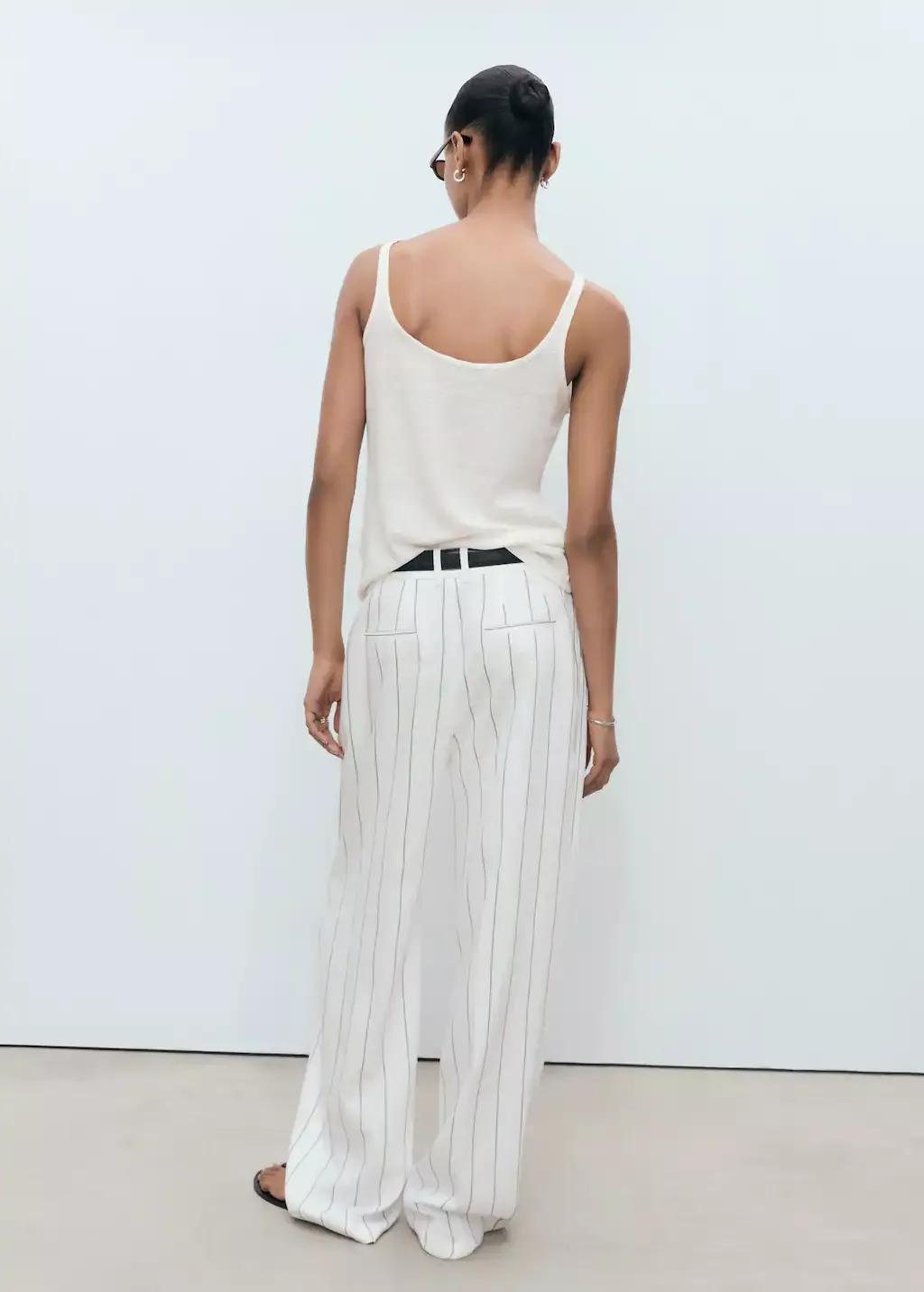 NATURAL WHITE Strappy linen top, , large image number 5