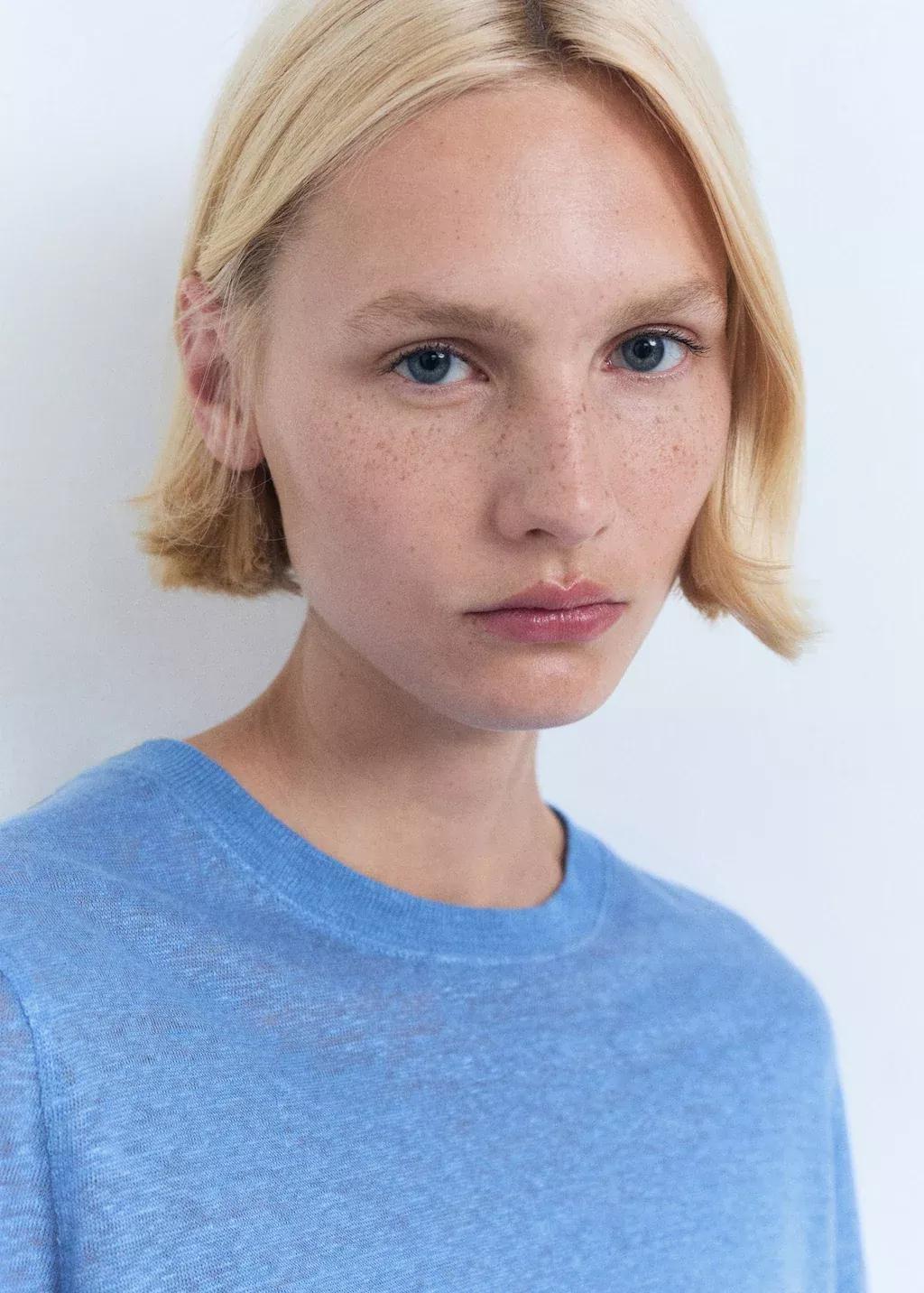 LT-PASTEL BLUE Short-sleeved linen t-shirt, Light-Pastel Blue, medium