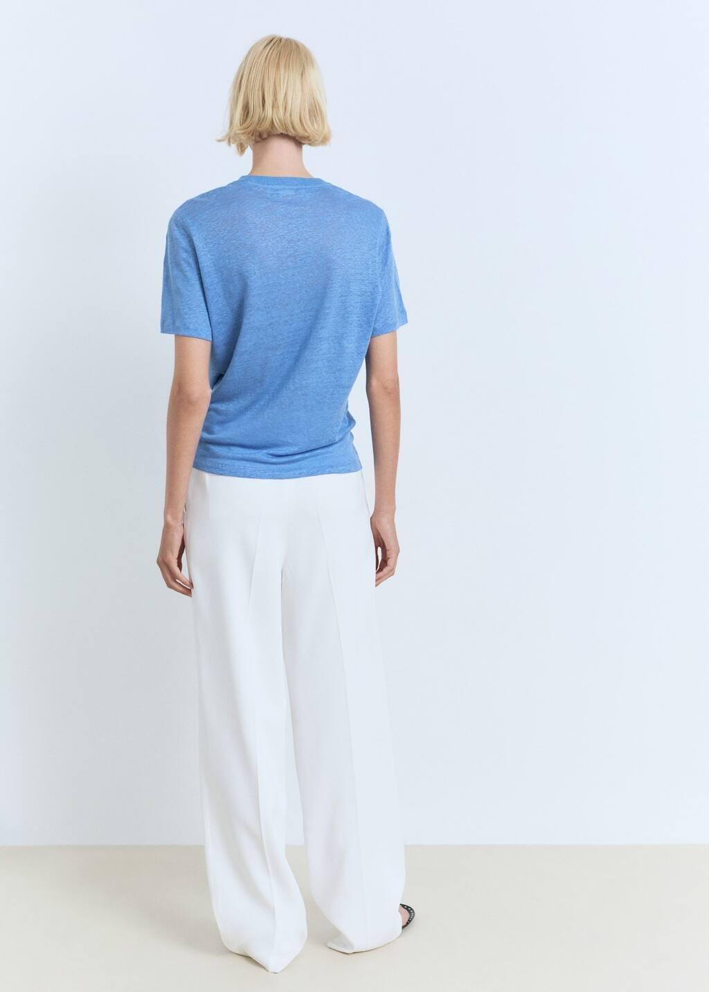 LT-PASTEL BLUE Short-sleeved linen t-shirt, Light-Pastel Blue, large image number 4