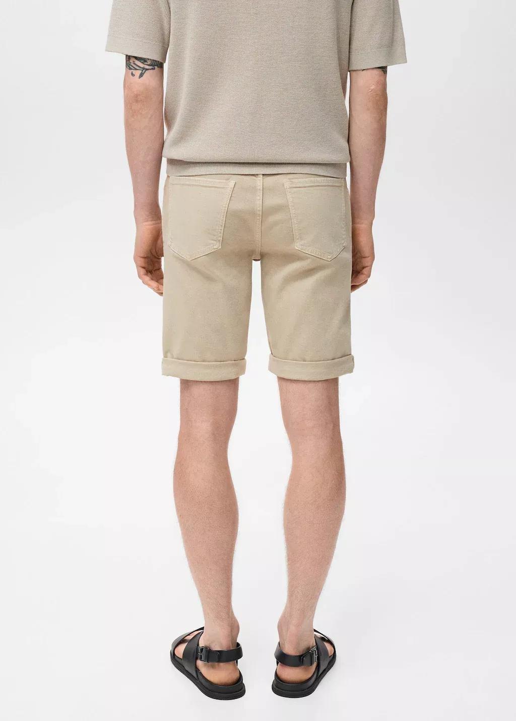 Beige Slim-Fit Denim Bermuda Shorts, Light Pastel Brown, large image number 6