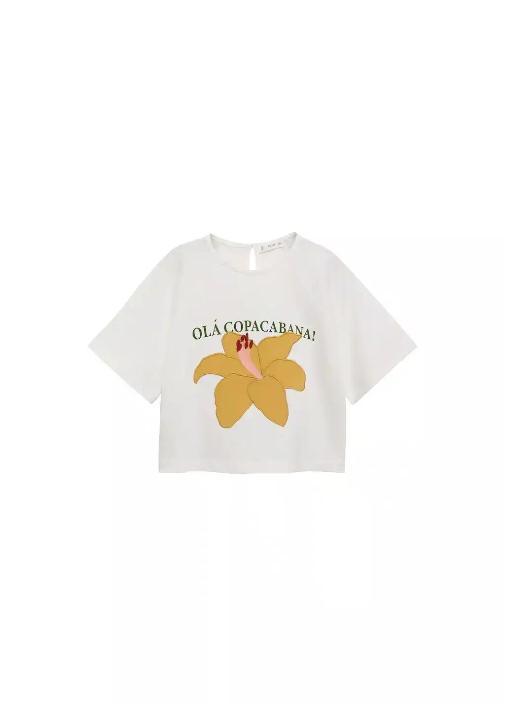 White Embroidered Short-Sleeved T-Shirt, , large image number 0