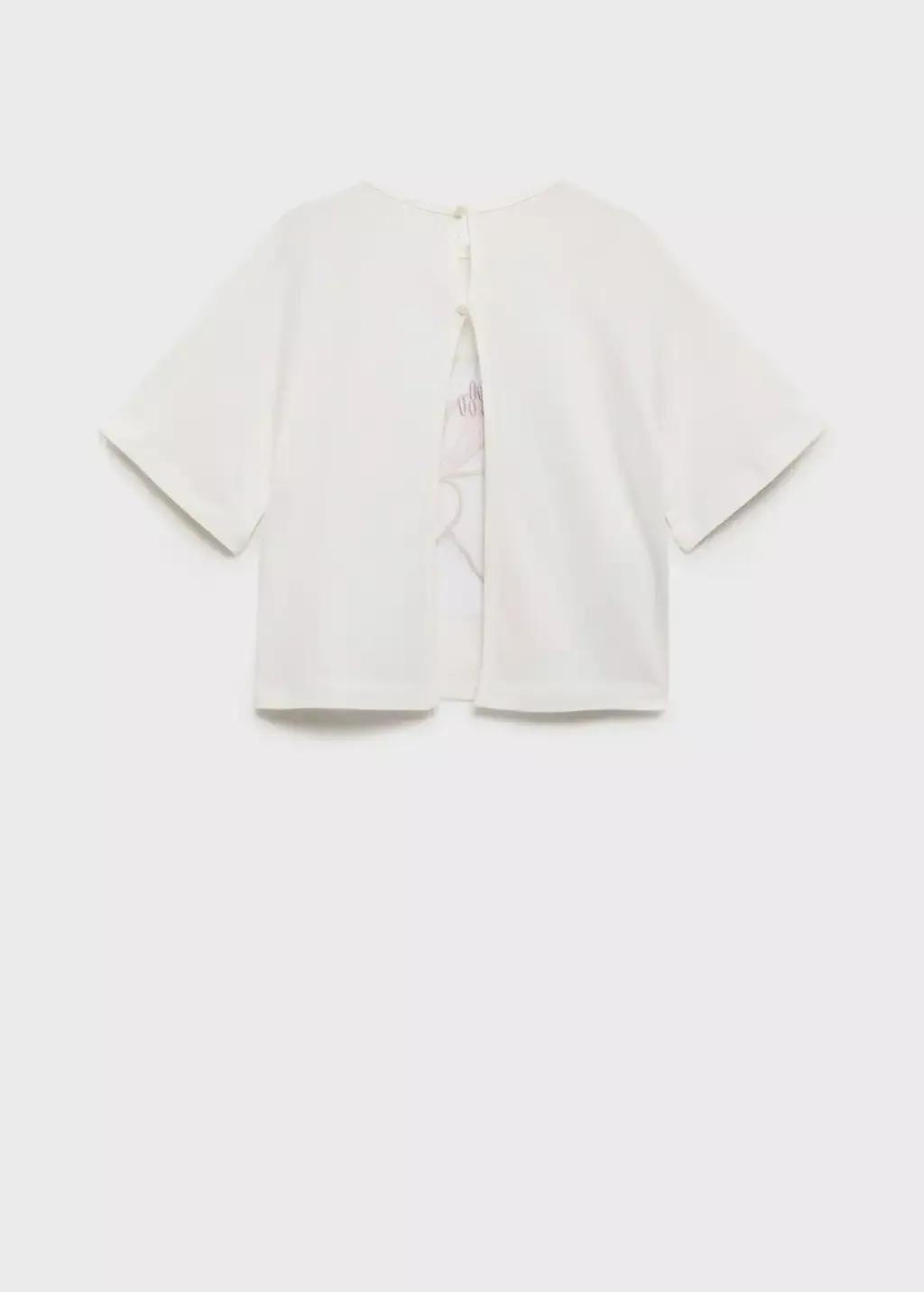 White Embroidered Short-Sleeved T-Shirt, , large image number 1