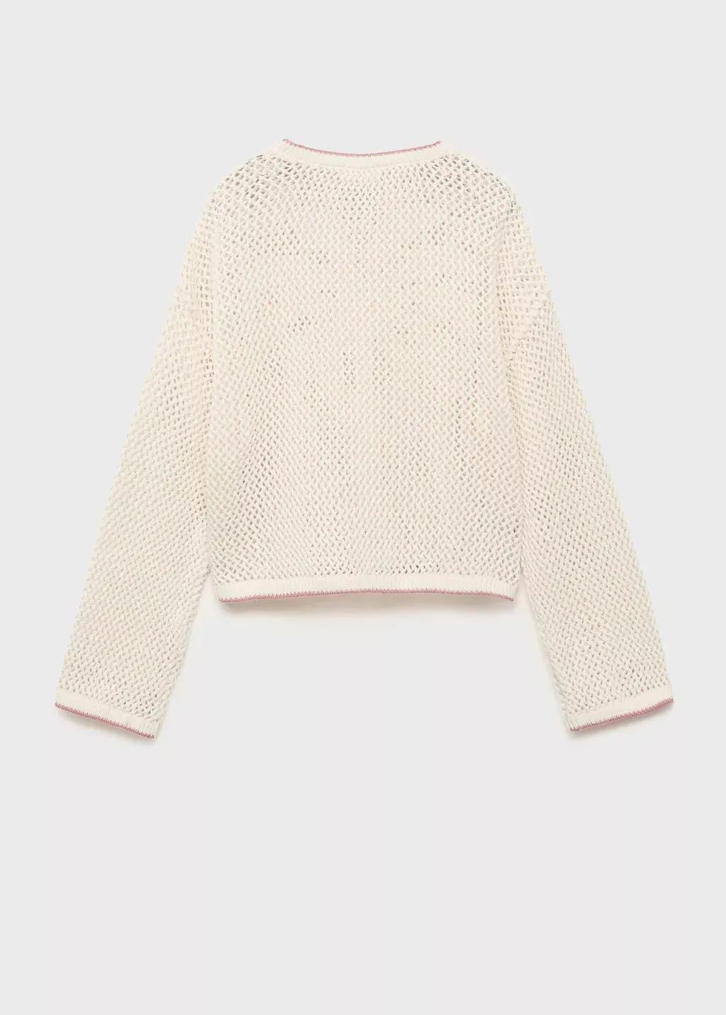 Beige Openwork Knit Sweater, , large image number 1