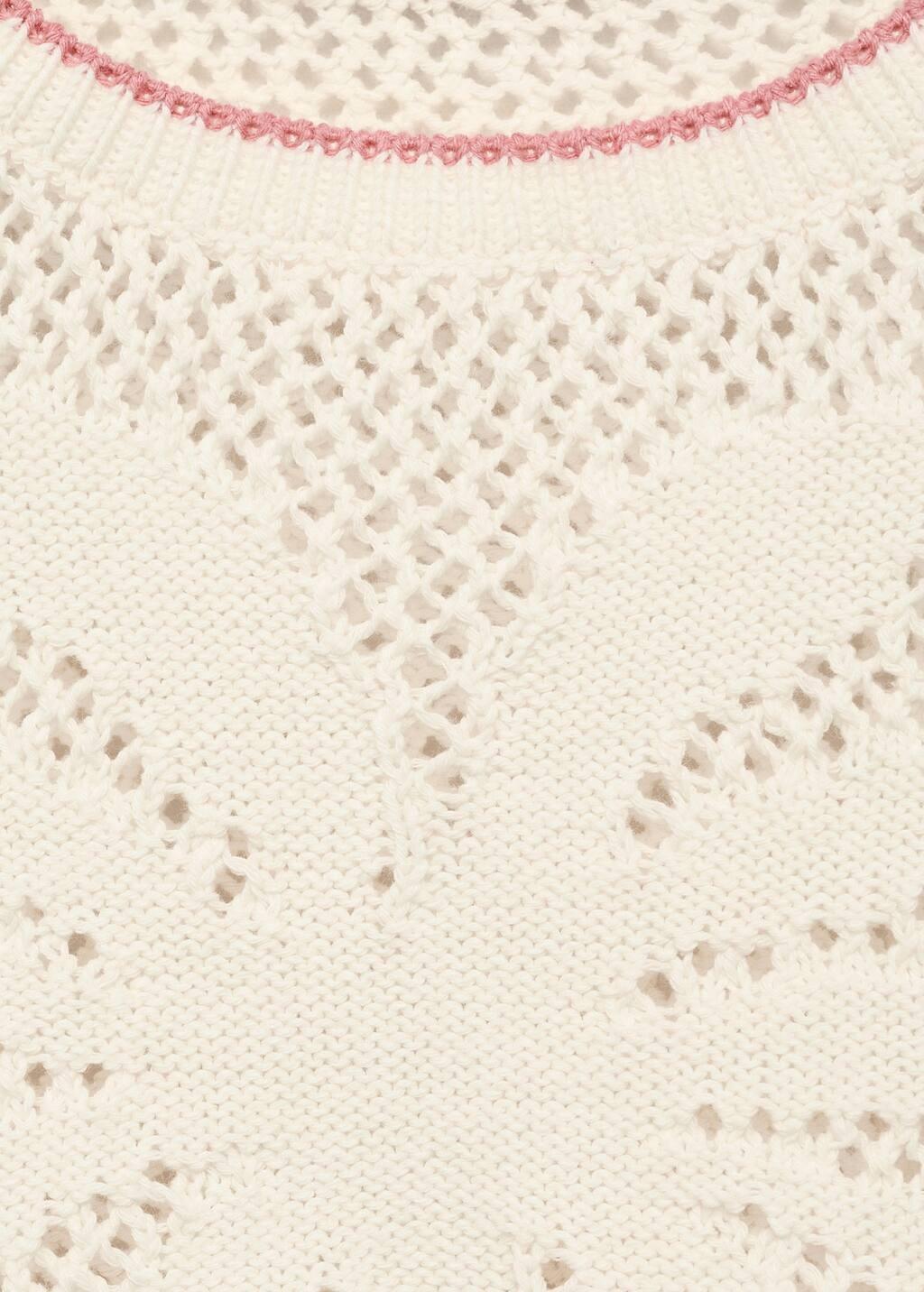 Beige Openwork Knit Sweater, , large image number 3