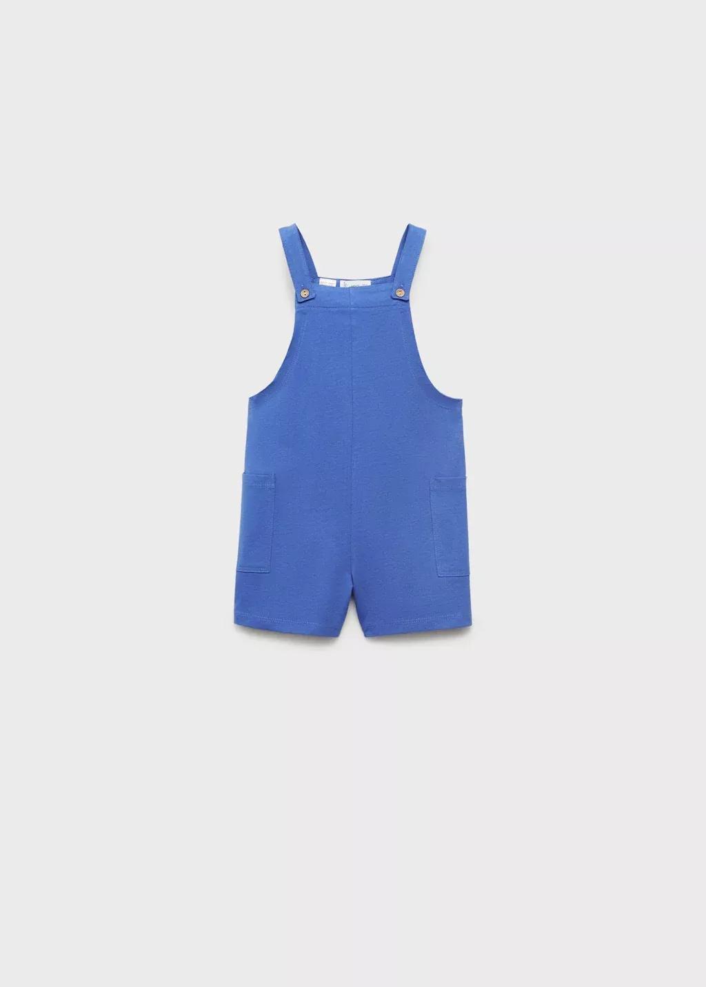 Blue Knitted Short Dungarees, , large image number 0