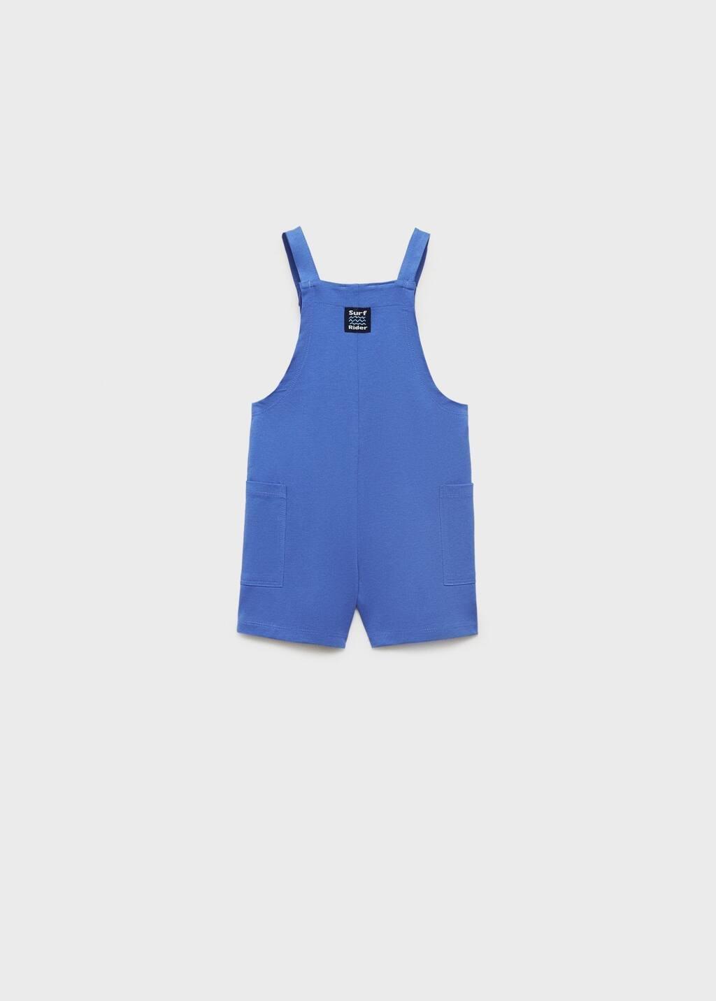 Blue Knitted Short Dungarees, , large image number 1