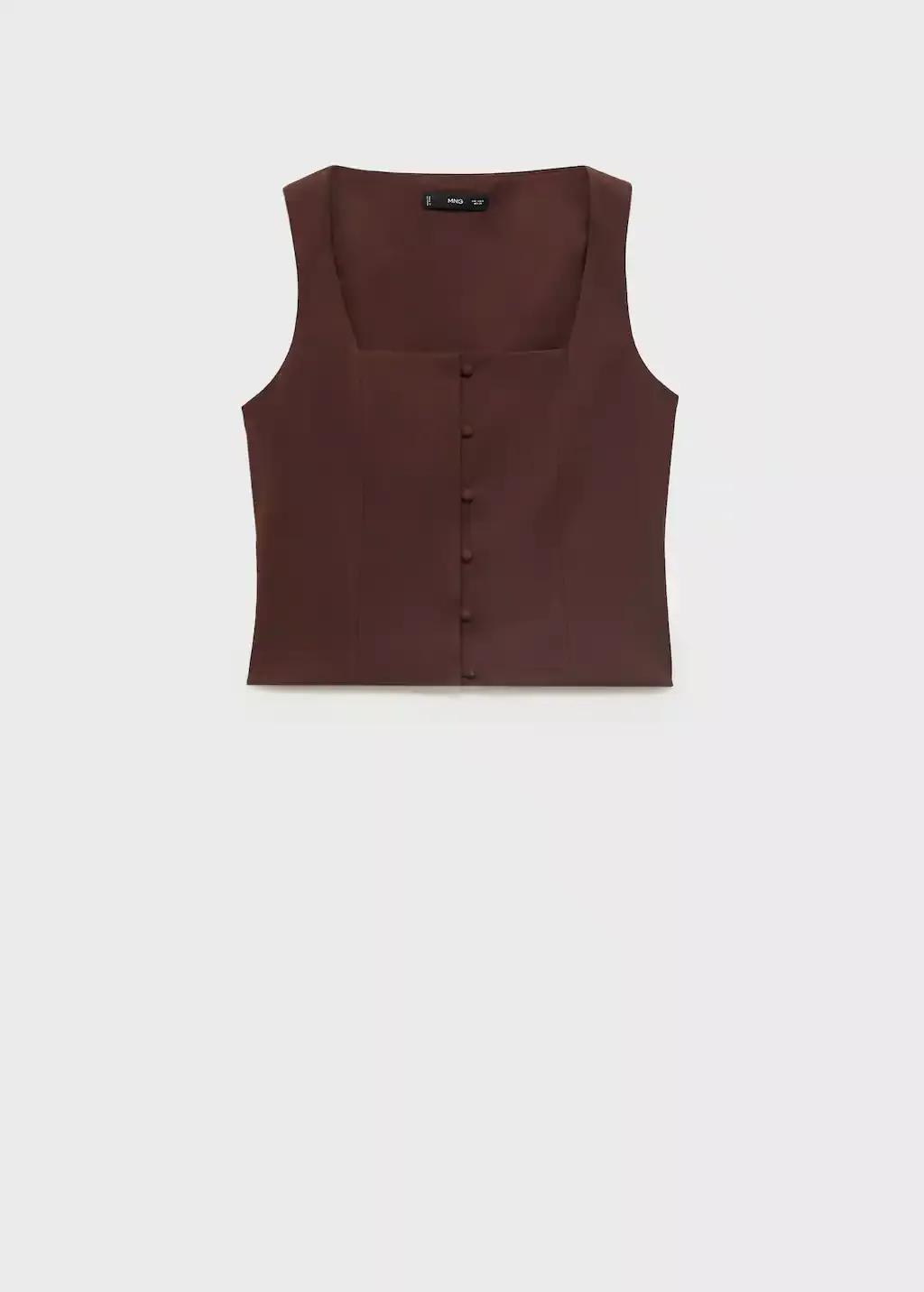 DARK BROWN Buttons cotton top, , large image number 3
