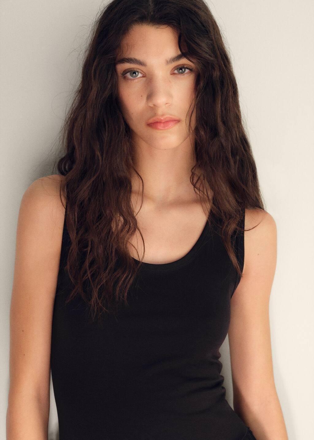 Black Cotton Dress With Openwork Embroidery, , large image number 2