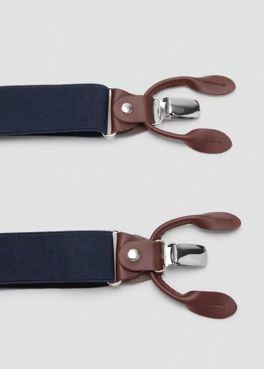 Navy Adjustable Elastic Straps With Leather Details, Navy, large image number 1