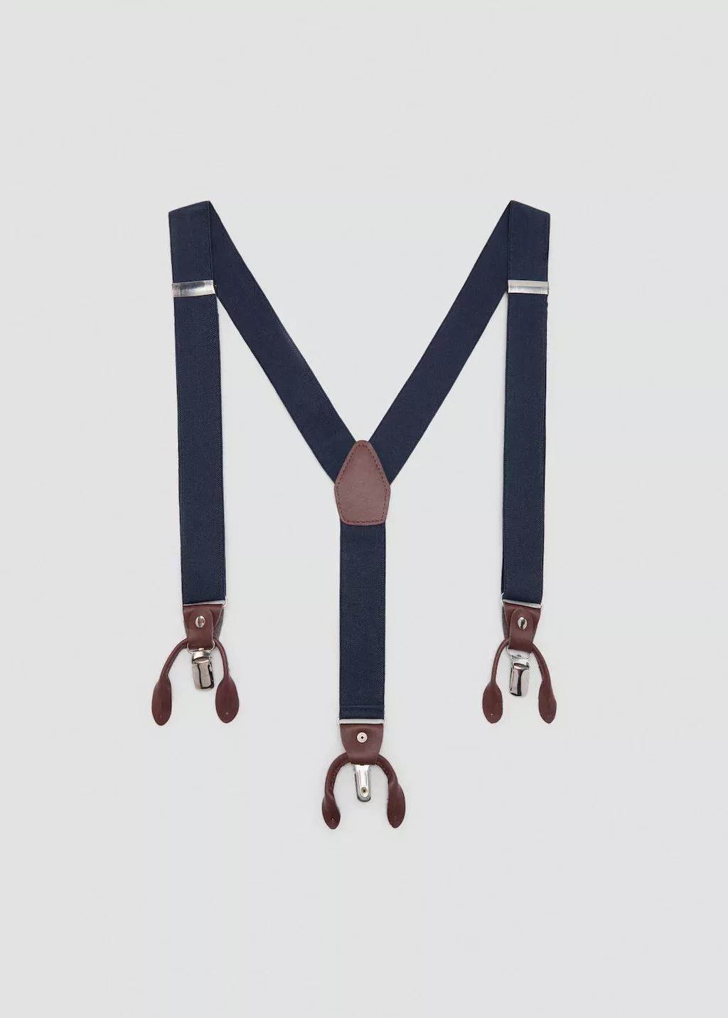 Navy Adjustable Elastic Straps With Leather Details, Navy, large image number 2