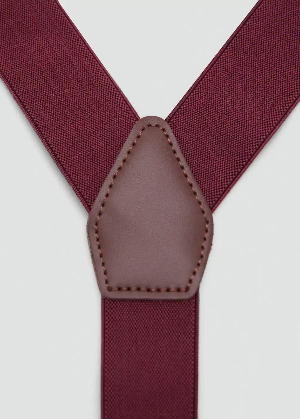 Burgundy Adjustable Elastic Straps With Leather Details, , medium