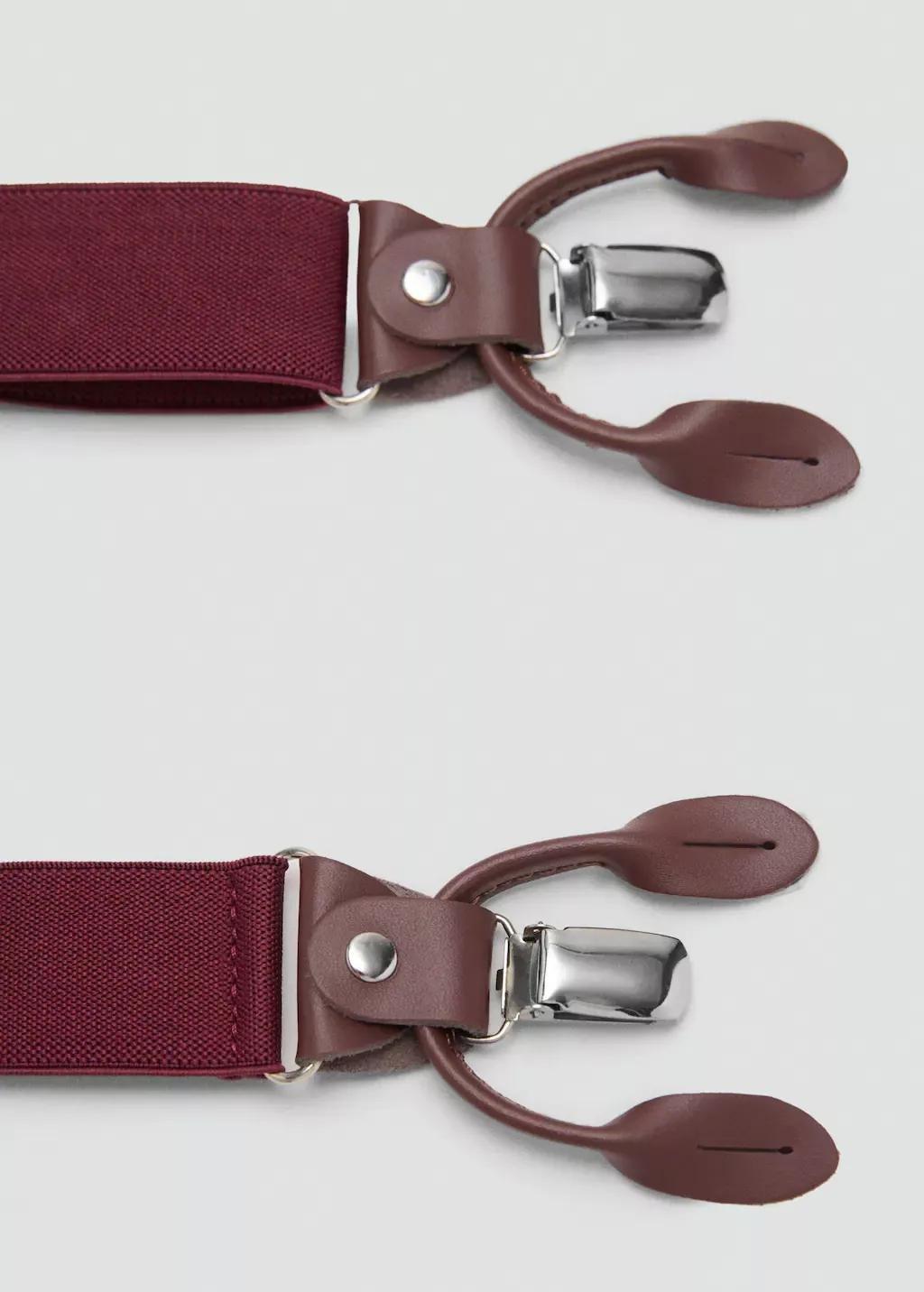 Burgundy Adjustable Elastic Straps With Leather Details, Dark Red, large image number 1