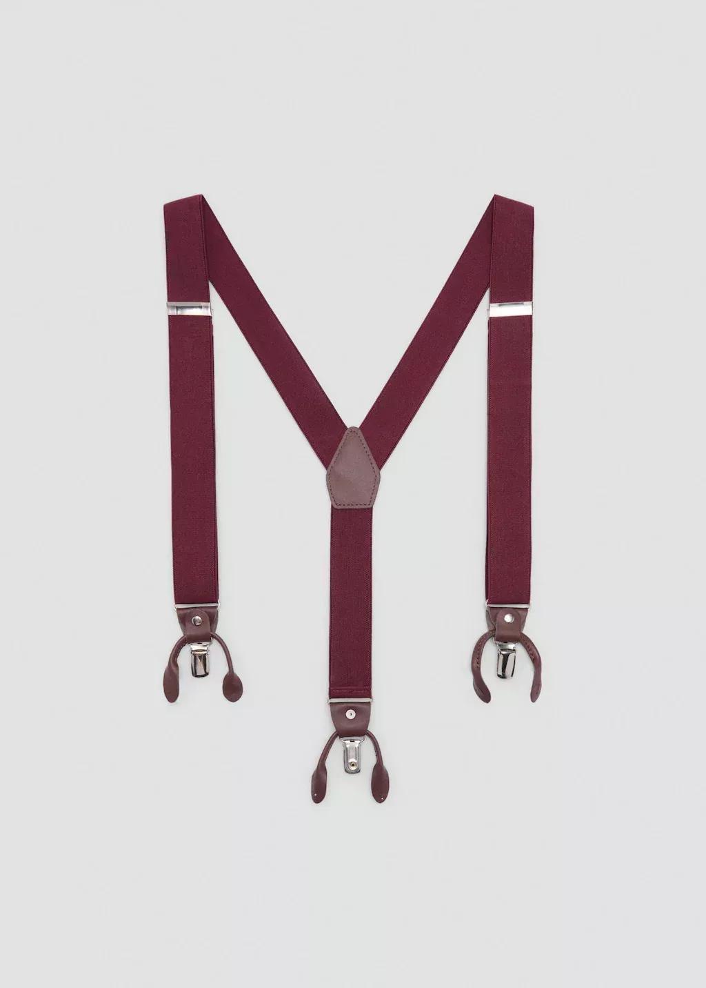Burgundy Adjustable Elastic Straps With Leather Details, Dark Red, large image number 2