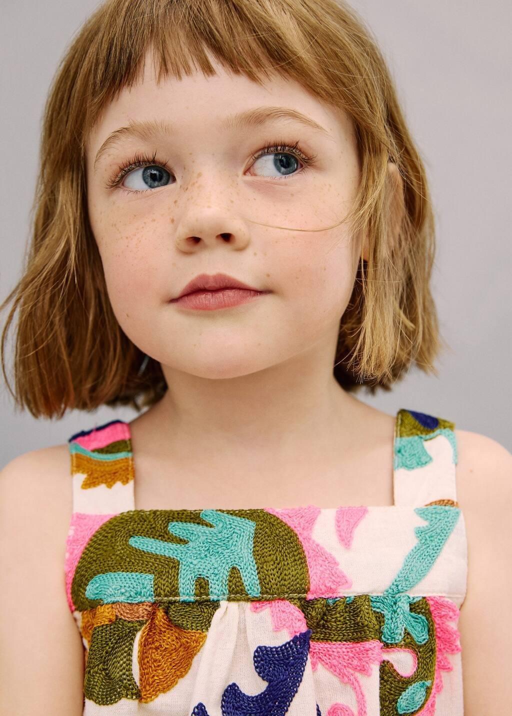 Cream Embroidered Linen Blouse, Kids Girls, , large image number 3