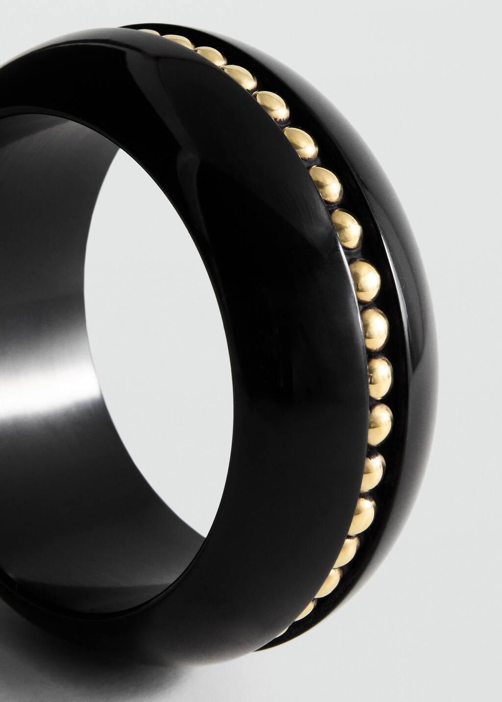 BLACK Resin studded maxi bracelet, Black, medium