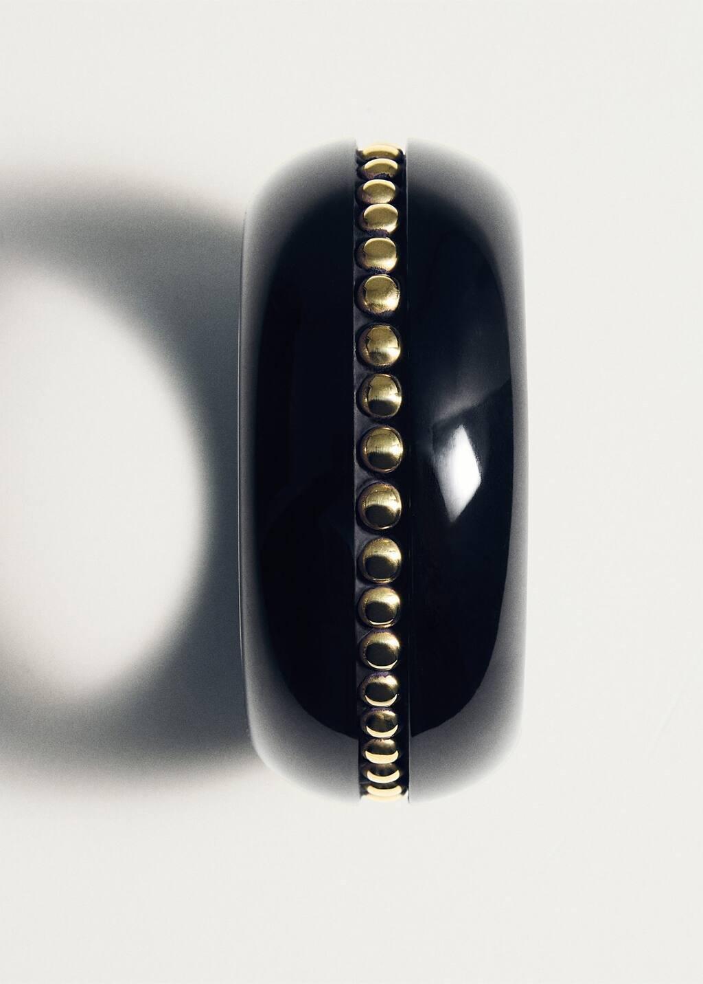 BLACK Resin studded maxi bracelet, 0201_99, large image number 1