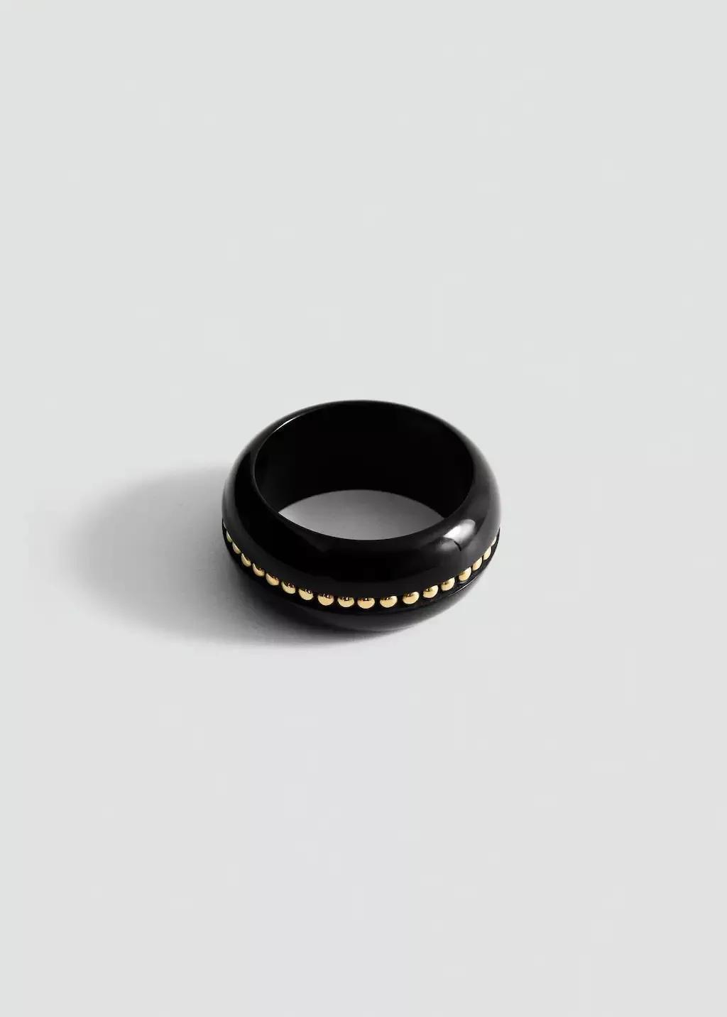 BLACK Resin studded maxi bracelet, Black, large image number 3