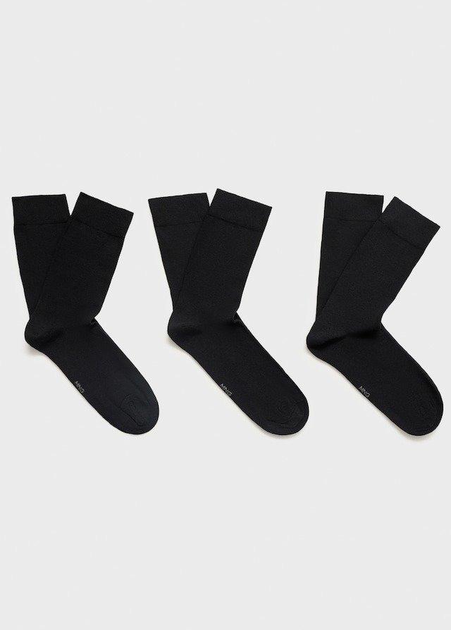Black Cotton Socks, Set Of 3, , large image number 0
