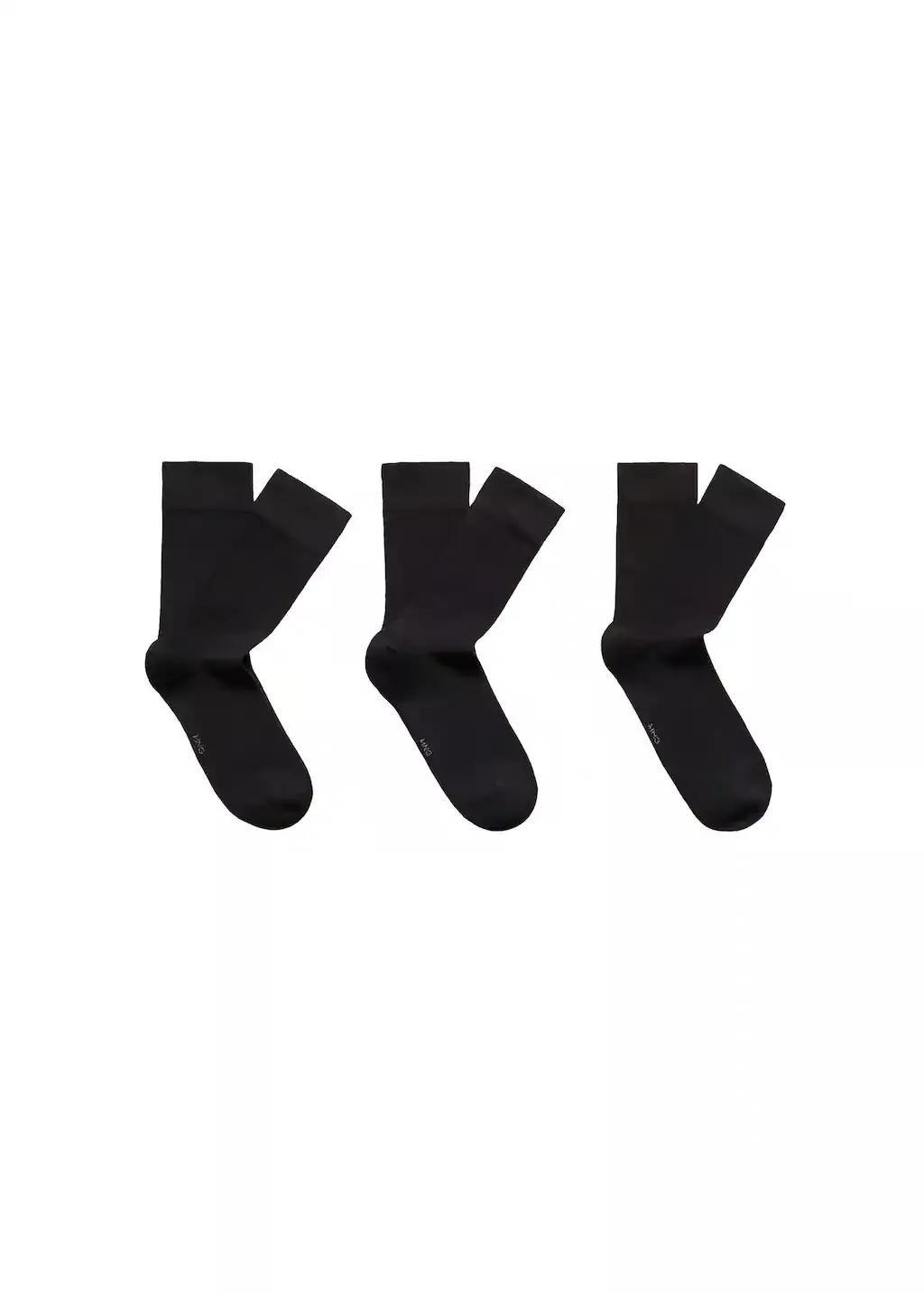 Black Cotton Socks, Set Of 3, , large image number 1