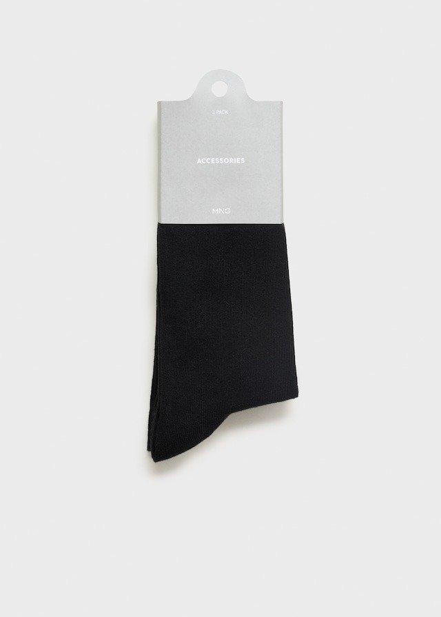 Black Cotton Socks, Set Of 3, , large image number 2